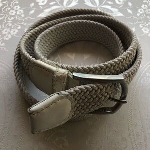 White Woven Braided Golf Belt Men’s One Size 1.5” Inches Wide Silver Buckle